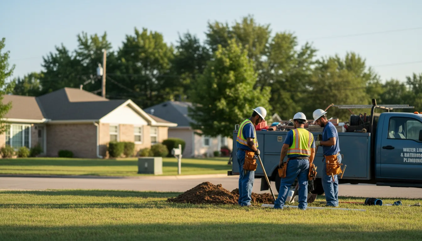 Residential water line and bathroom plumbing service in Aredale, IA